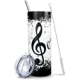 thumbnail image 1 of Music Note Tumbler, Music Teacher Gifts, Piano Band Drummer Travel Mug, Music Teacher Appreciation Gifts for Men Women, Music Gifts for Students, Music Lovers, Singers - 20 Oz Skinny Tumbler Music Cup, 1 of 6