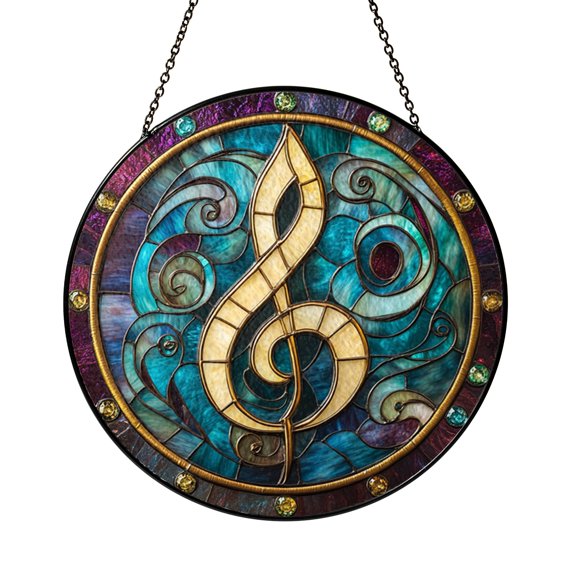 Music Note Window Hanging – Stained Glass Style Decor