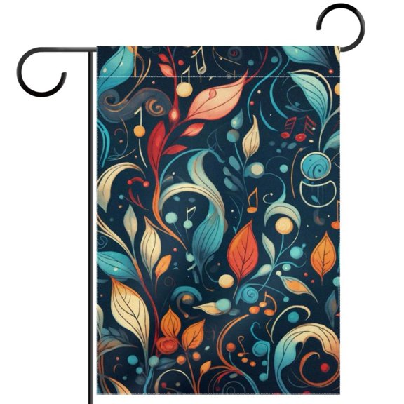 Music Notes Abstract Pattern Garden Flag Double Sided House Flag for Outdoor Home, Personalized All Year Round Yard Decor 12 x 18 Inch