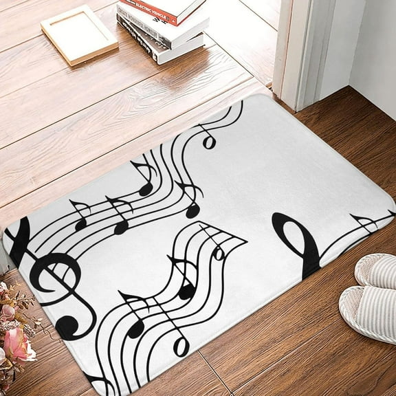 Music Notes Bath Mats for Bathroom Non Slip, Fluffy Absorbent Microfiber Bath Mat Washable, Aesthetic Bathroom Rugs, Bath Mat for Shower Sink 16x24 Inch