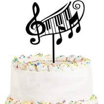 Music Notes Birthday Cake Topper 3PCS Musical Notes Acrylic Cupcake Toppers for Birthday Party Musician Wedding Gifts, Black