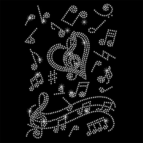 Music Notes Bling Rhinestone Sticker Decorative Car Decal Sparkling Diamond Sticker Glass Hotfix Rhinestone for Art Craft Clothing Car Window Laptop Decor 11.698.27 Inch