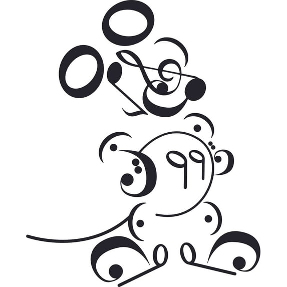 Music Notes Cartoon Design Customized Name Wall Decal - Custom Vinyl Wall Art - Personalized Name - Baby Girls Boys Kids Bedroom Wall Decal Room Decor Wall Sticker Decoration Size (18x20 inch)