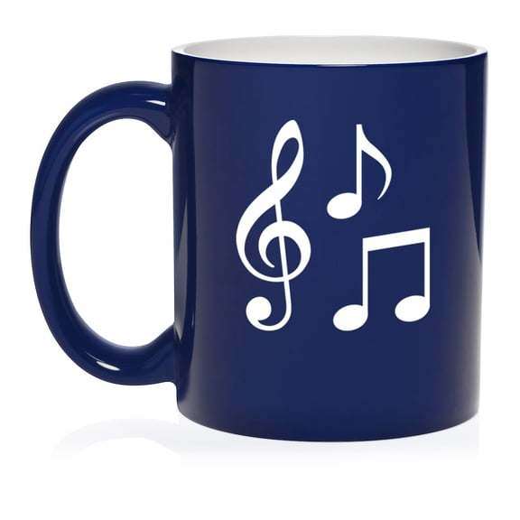 Music Notes Ceramic Coffee Mug Tea Cup Gift for Her, Him, Friend, Coworker, Wife, Husband (11oz Blue)