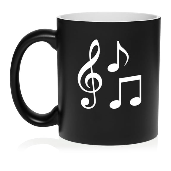 Music Notes Ceramic Coffee Mug Tea Cup Gift for Her, Him, Friend, Coworker, Wife, Husband (11oz Matte Black)