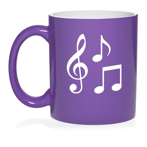 Music Notes Ceramic Coffee Mug Tea Cup Gift for Her, Him, Friend, Coworker, Wife, Husband (11oz Purple)
