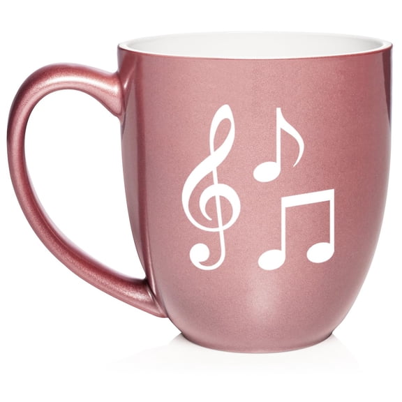 Music Notes Ceramic Coffee Mug Tea Cup Gift for Her, Him, Friend, Coworker, Wife, Husband (16oz Rose Gold)