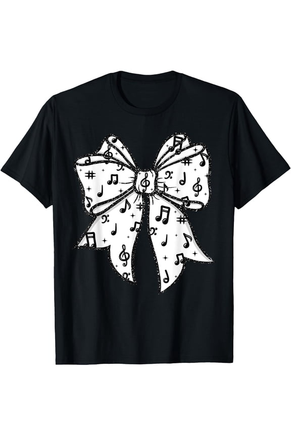 Music Notes Coquette Bow Music Teacher School Musician Band T-Shirt, Unisex T-Shirt
