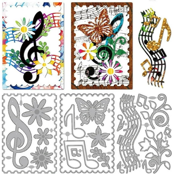 Music Notes Die Cuts for Card Making Flower Butterfly Metal Cutting Dies Floral Vines Embossing Cutting Stencil for Scrapbooking Craft Paper Birthday Card Gift Decoration