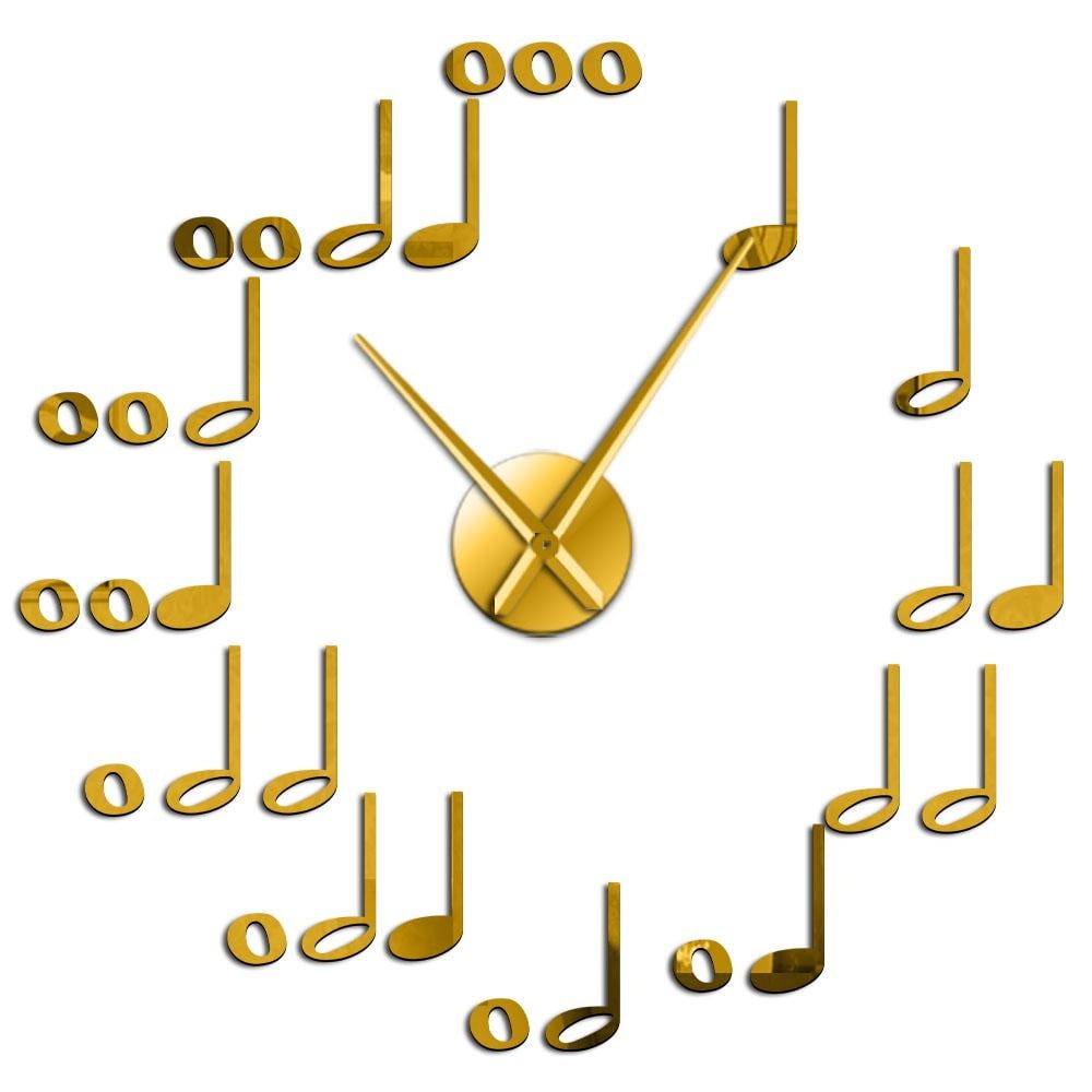 Music Notes Frameless Wall Clock Stickers, DIY Modern Decorative Clocks ...