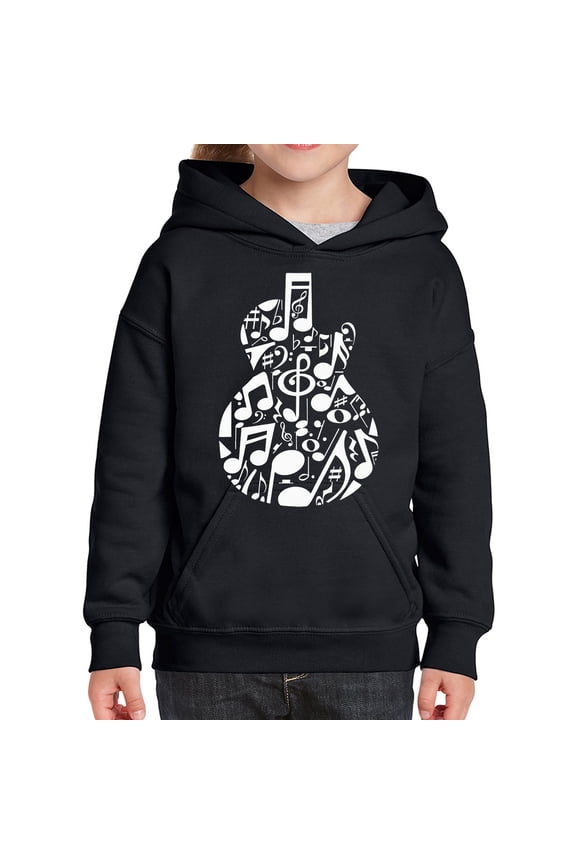 Music Notes Guitar - Girl's Word Art Hooded Sweatshirt