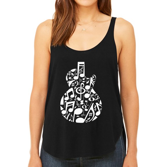 Music Notes Guitar - Women's Premium Word Art Flowy Tank Top