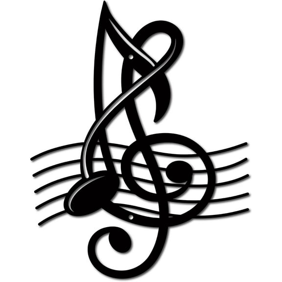 Music Notes Metal Wall Art Decor Black Wall Signs Iron Hanging Metal Ornament Sculpture