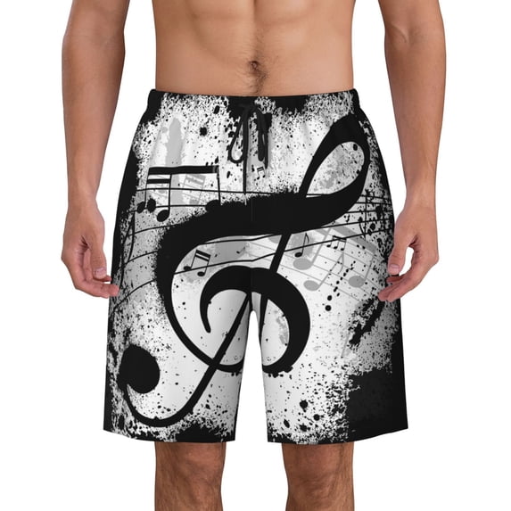 Music Notes Pattern Men'S Beach Pants Quick Dry Short Swim Trunks With With Pockets And Mesh Lining Swimwear Beach Bathing Shorts 3x-Large