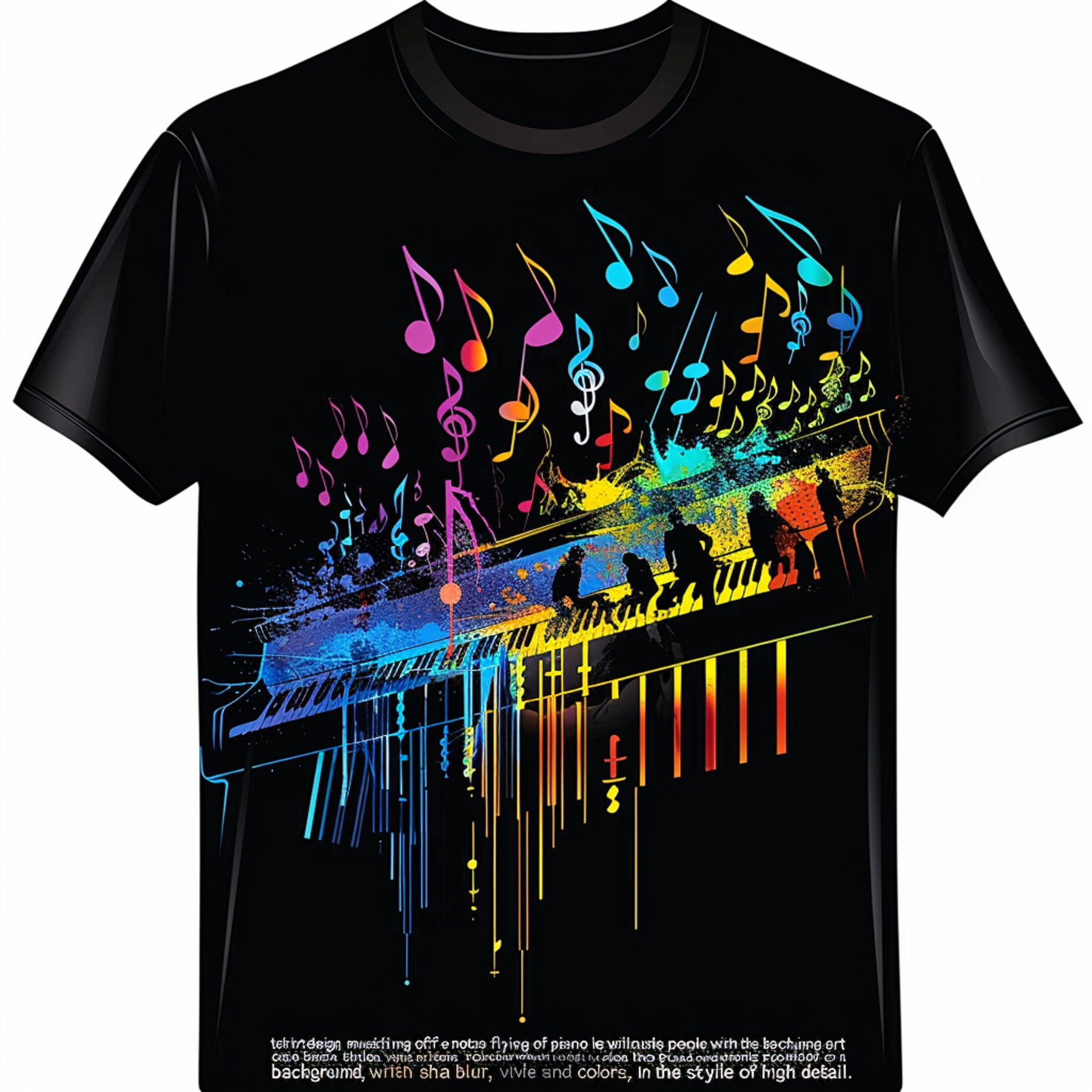 Music Notes & Piano Keys Vector Art TShirt Vivid Colors Detailed Design ...