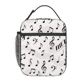 Music Notes Piano Lunch Bag Reusable Thermal Lunch Box with Handle for Women and Men