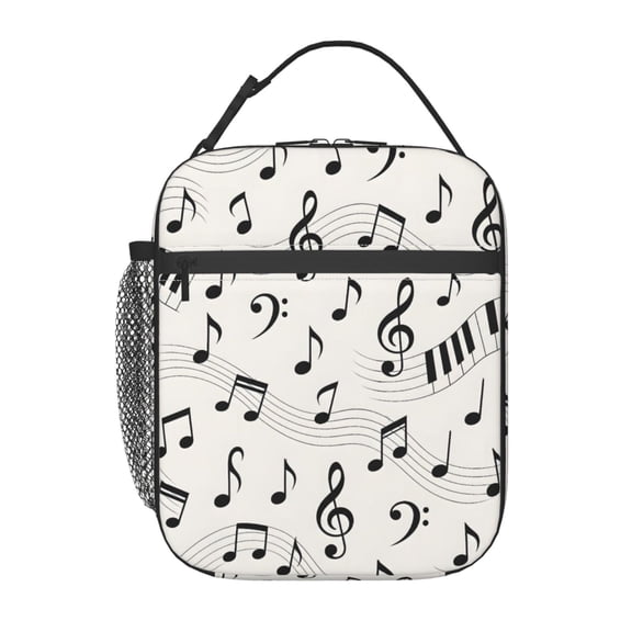 Music Notes Piano Lunch Bag Reusable Thermal Lunch Box with Handle for Women and Men