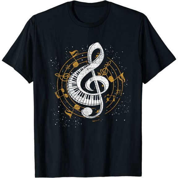 Music Notes Piano Orchestra Musician Piano Treble Clef T-Shirt