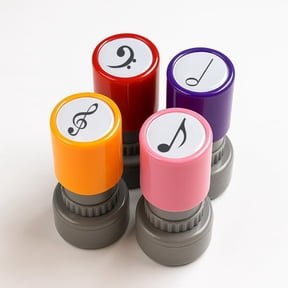 Music Notes Pre-Inked Stamp Set Treble & Bass Clef, Eighth & Half Notes Self-Inking for Scrapbooking, Card Making, Crafting, Planners Black Ink