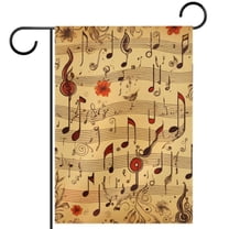 Music Notes Retro Pattern Welcome Garden Flags, 12 x 18 Inch Double Sided Outdoor Yard Flags Waterproof For Home Outside Patio Lawn Porch
