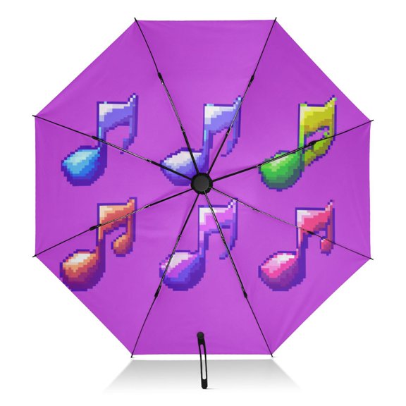 Music Notes Rhythmic Pattern Extra Large Automatic Umbrella, UV Protection, Waterproof, Auto Open and Close