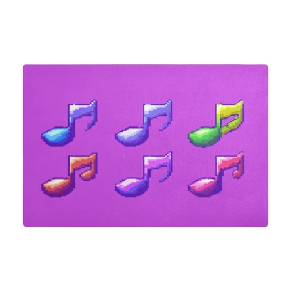 Music Notes Rhythmic Pattern Kitchen Leather Drying Mat with Silica Gel Absorbent Layer, 11.8''x17.7''