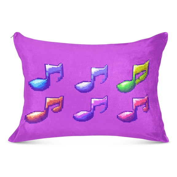 Music Notes Rhythmic Pattern Soft Plush Pillow Cover, Zippered Design, Comfortable for Bedroom and Sofa