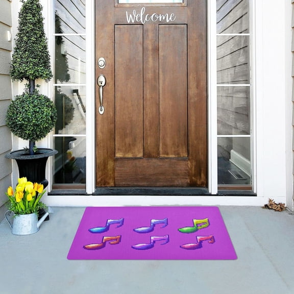 Music Notes Rhythmic Pattern Versatile Absorbent Door Mat, Non-Slip, Easy to Clean 32''x20''