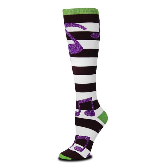 Music Notes Rugby Whtie Medium Socks