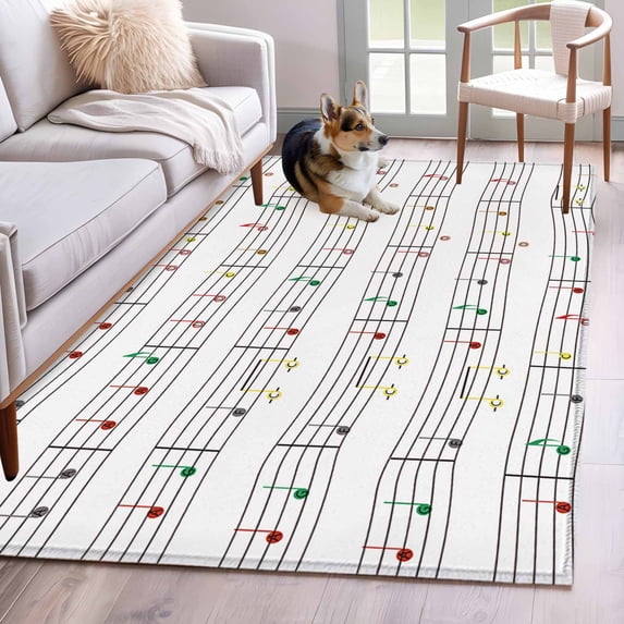 Music Notes,Runner Rug 2.7x5 FT,Non Slip Entryway Carpet,Modern Abstract Minimalistic Geometric Stripes Washable Soft Floor Carpet Entrance Mat Non-Shedding Throw Rug for Hallway Laundry Room Bedside