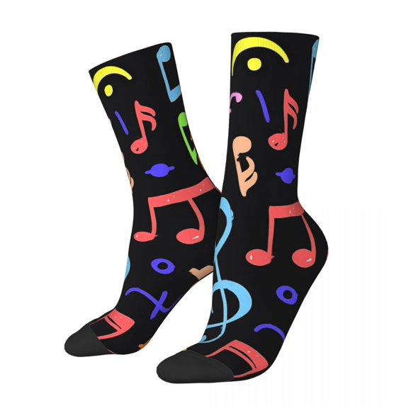 Music Notes Socks Purple Ombre Vintage Stockings Autumn Non Slip Women Socks Medium Soft