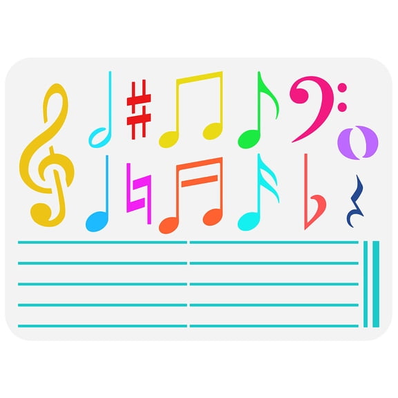 Music Notes Stencil 8.3x11.7inch Reusable Music Score Drawing Stencil DIY Staff Score Painting Template Music Theme StencilDIY