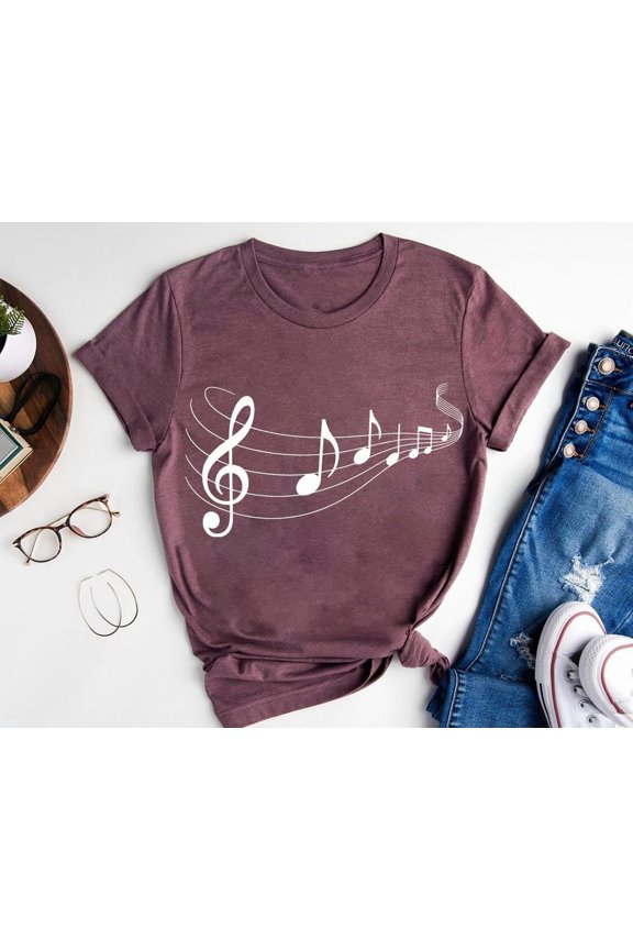 Music Notes T-Shirt: Treble Clef Staff Tee - Musicians All Size S-5Xl