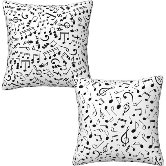 Music Notes Throw Pillow Covers 18x18 inch Set of 2 Outdoor and Indoor Decorative Pillow Cover for Patio Garden Living Room Bed Sofa