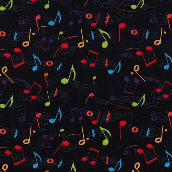 Music Notes Tossed Cotton Fabric