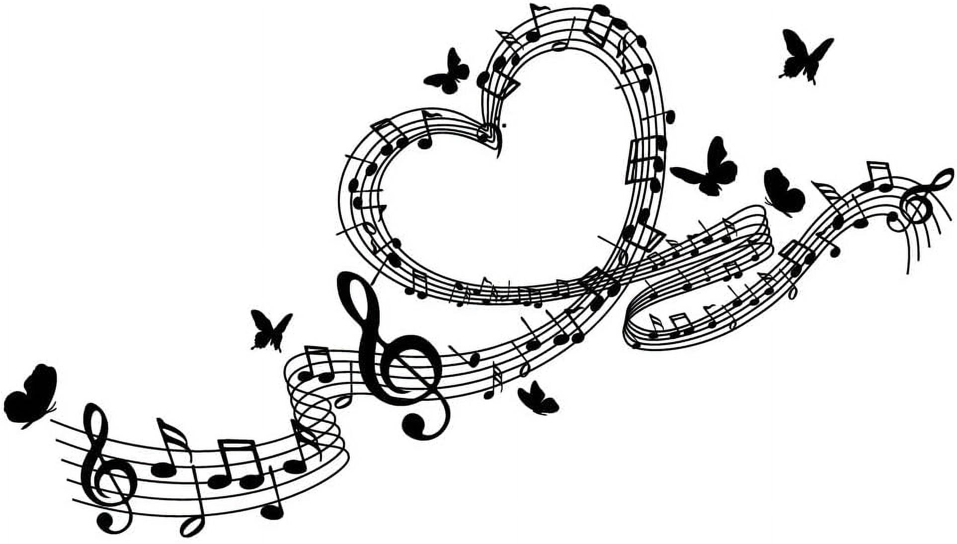 Music Notes Wall Decal Music Love Wall Sticker Music Instrument Butterfly Wall Decor DIY Vinyl Art Mural for Home Living Room Bedroom Kids Room Music \u0026 Dance Room DIY