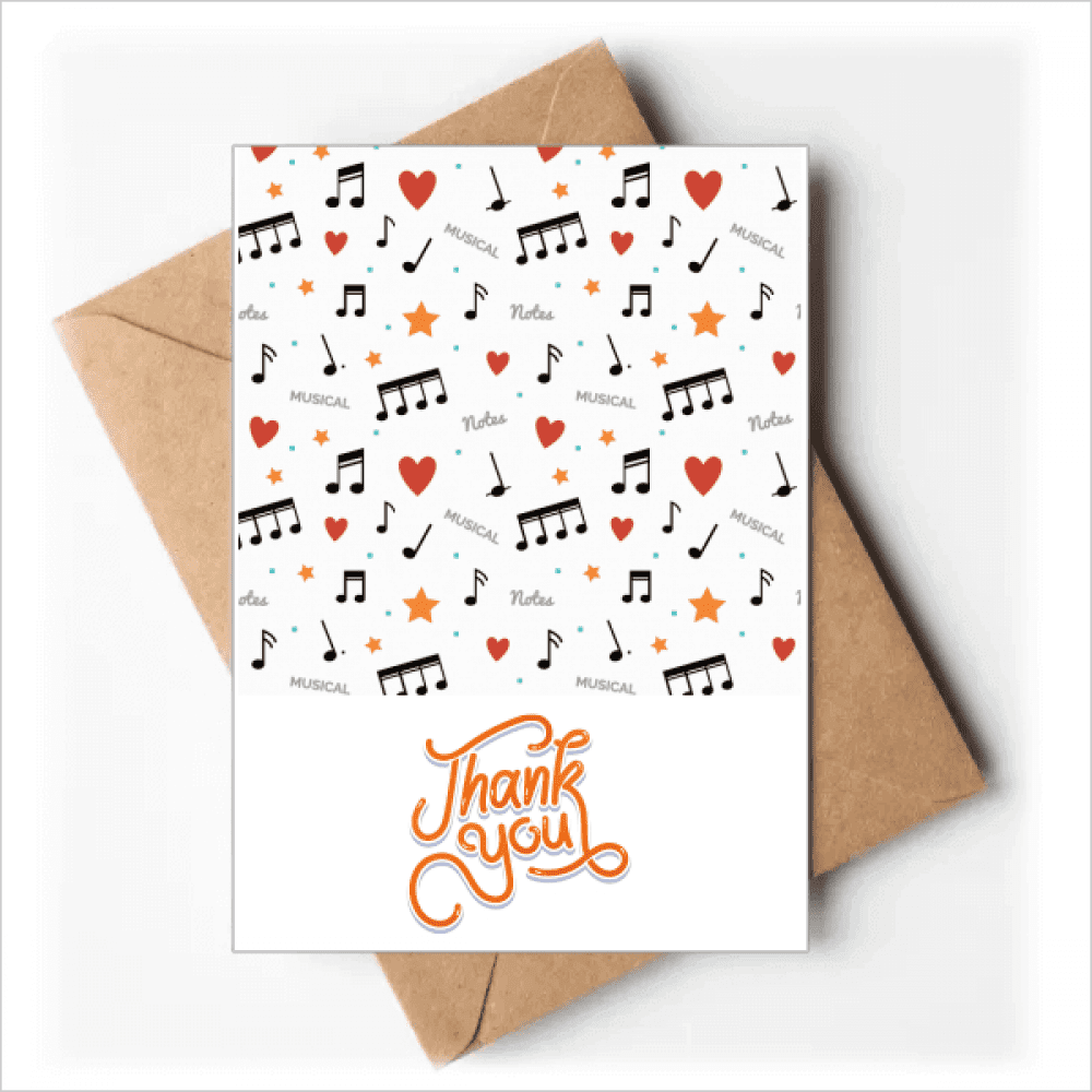 Music Notes With Stars Hearts Thank You Cards Envelopes Blank Note