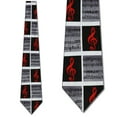 thumbnail image 1 of Music Notes and Clef Panel Black Necktie Mens Tie, 1 of 3
