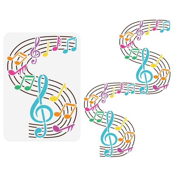 Music Painting Stencil 8.3x11.7inch Reusable Music Notes Stave Pattern Template for Wall Wood Fabric Furniture DIY Art Projects
