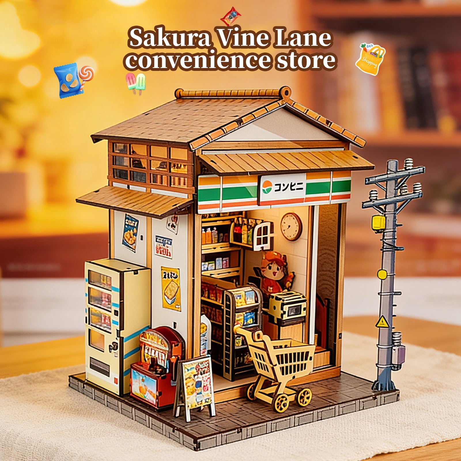 ୨୧専用となります(棚୨୧) Music Park 3D Wooden Puzzle Japanese Convenience Store Book Nook