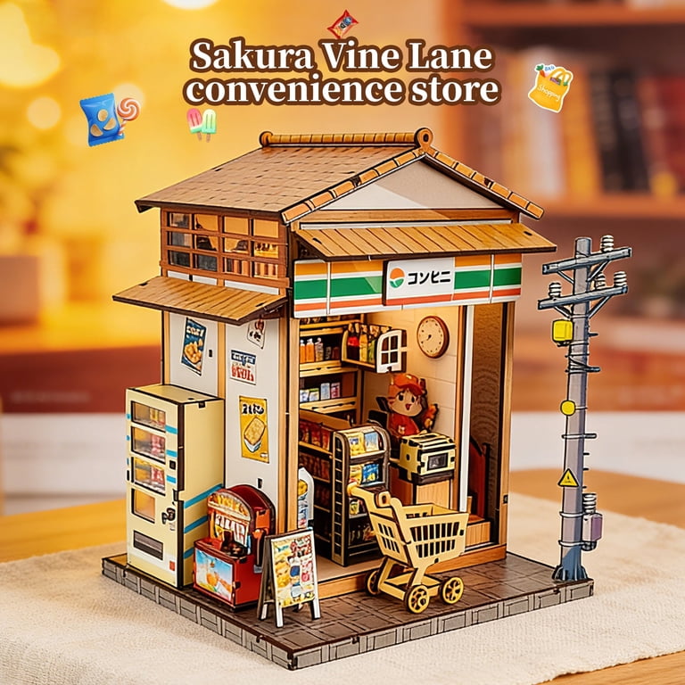 Music Park 3D Wooden Puzzle Japanese Convenience Store Book Nook