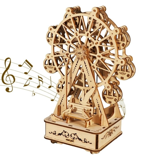 Music Park 3D Wooden Puzzles Music Box Ferris Wheel DIY Crafts Handmade Model Kits for Women Birthday Gifts