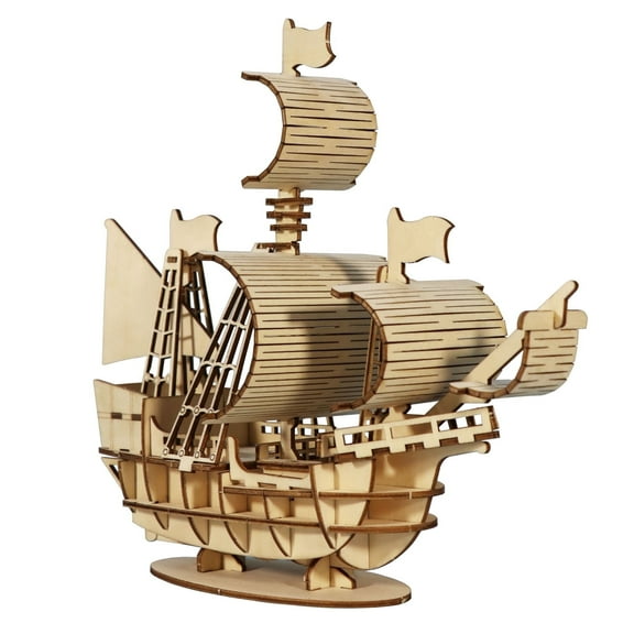 Music Park 57-Piece 3D Wooden Puzzle Ocean Sailboat Puzzle Model Kit for Adults and Teens