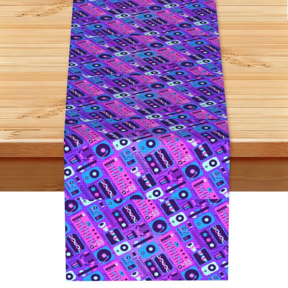 Music Party Audio Neon Night Table Runner 13x72 Inch for Dining Table Kitchen Wedding Party Decor Fireplace Mantle