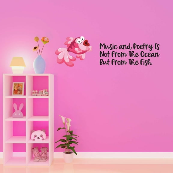 Music And Peotry Is From Fish Mermaid Dolphin Colorful Fish Salt Water Princess Creatures Seahorse Queen Sweet Unicorn Lovely Dream Holiday Gift Decorating Wall Decal Sticker - Size: 20 In X 6 In