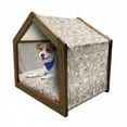 thumbnail image 1 of Music Pet House, Musician Cats with Drum Accordion Tube Guitar Music Theme Pattern, Outdoor & Indoor Portable Dog Kennel with Pillow and Cover, 5 Sizes, Warm Taupe White, by Ambesonne, 1 of 5
