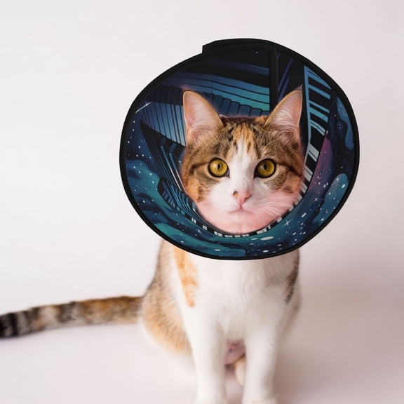 Music Piano Keys Starry Sky Soft Pet Recovery Collar for Cats Small Dogs, Protective Elizabeth Collar for Post-Surgery, Anti-Lick & Anti-Scratch