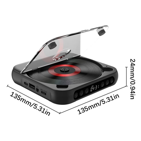 Music Player CD Player, Portable BT Music Player CD Runner with Dustproof Cover 6 Modes A B Repeat Timer Remote Control External Playback Function for Home Desktop