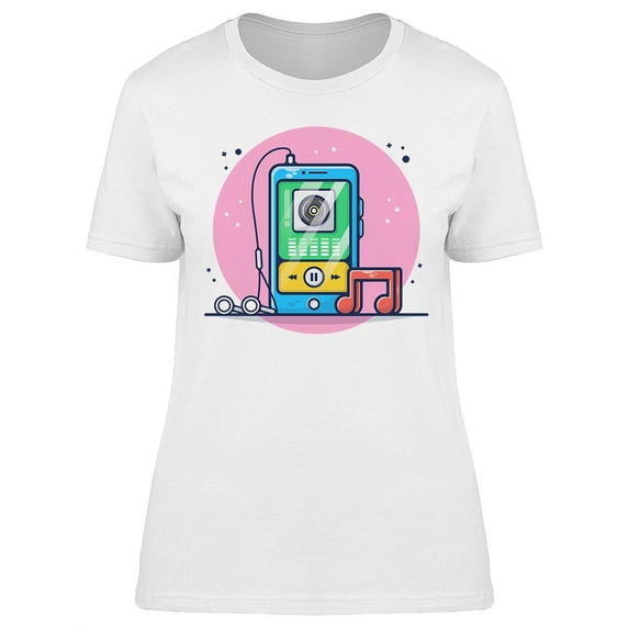 Music Player On Smartphone T-Shirt Women -Image by Shutterstock, Female Small