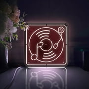Music Player Turntable Led Light Box, Dimmable Neon-Like Light Signs USB Power for Wall Decor Bedroom Decoration, Static Light WxH 11"x12"